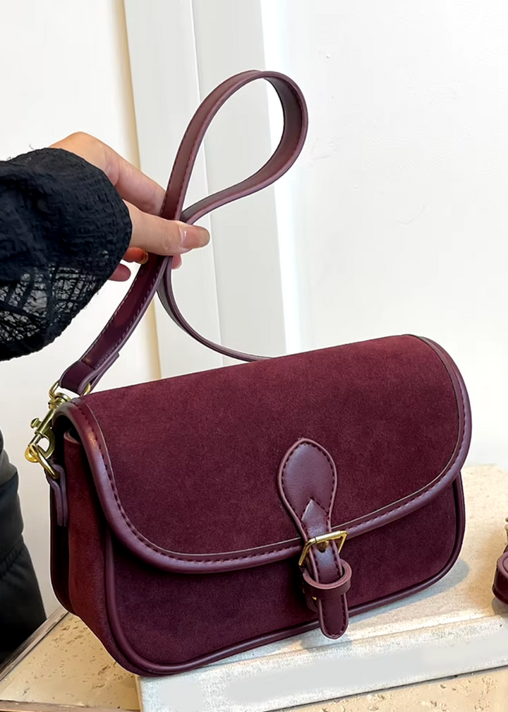 Women's Suede Shoulder Bag – Small Crossbody Bag Vegan & Vintage