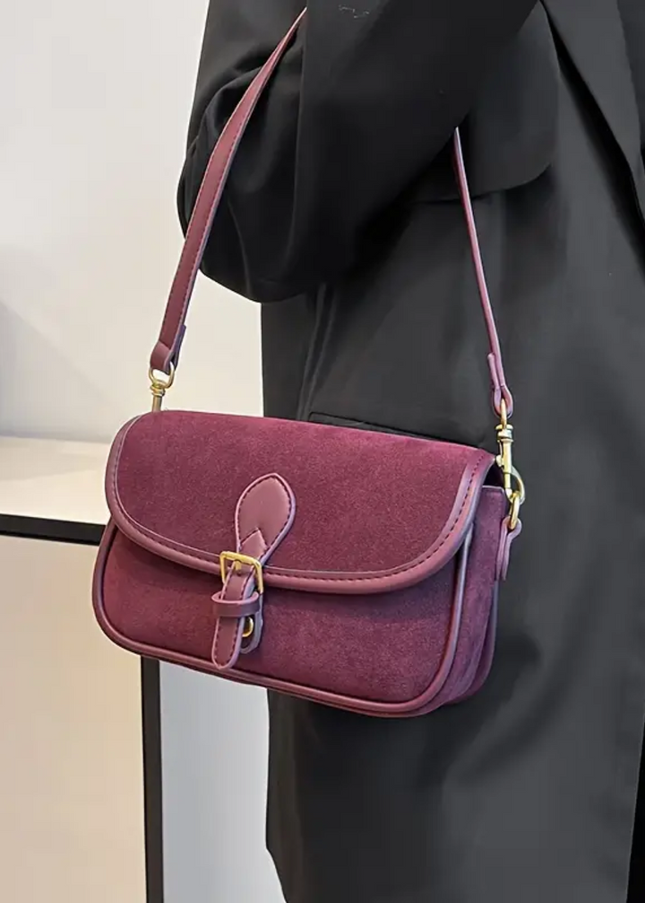 Women's Suede Shoulder Bag – Small Crossbody Bag Vegan & Vintage