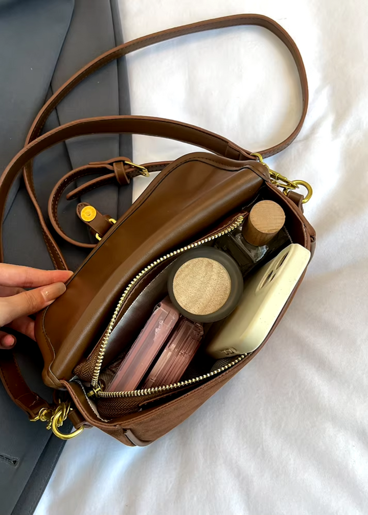 Women's Suede Shoulder Bag – Small Crossbody Bag Vegan & Vintage