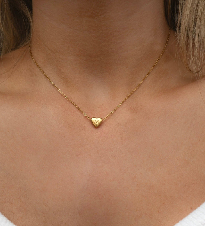 Mini Heart Initial Necklace