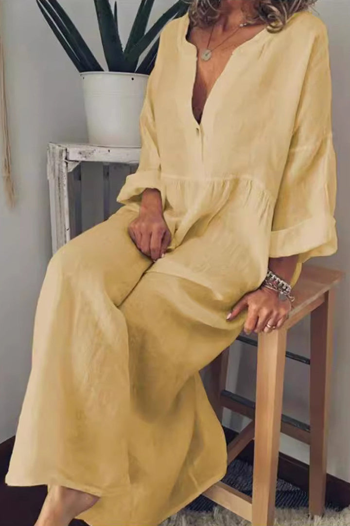 Fern | Linen V-Neck Swing Dress