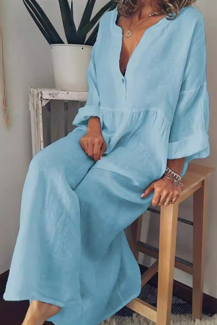 Fern | Linen V-Neck Swing Dress