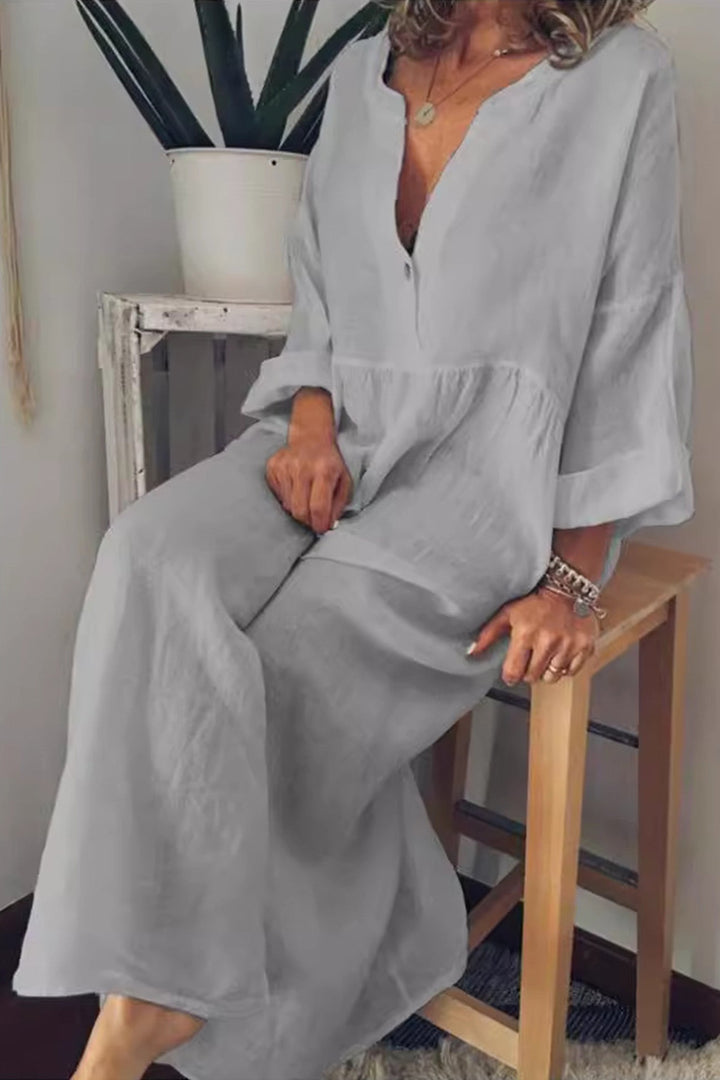 Fern | Linen V-Neck Swing Dress