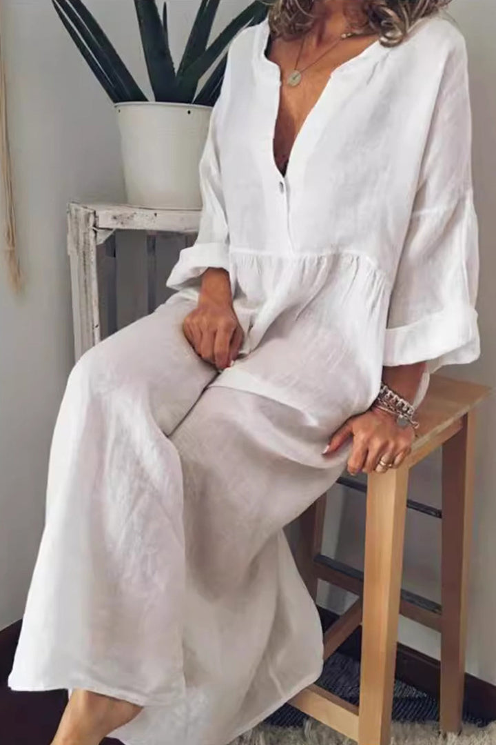 Fern | Linen V-Neck Swing Dress