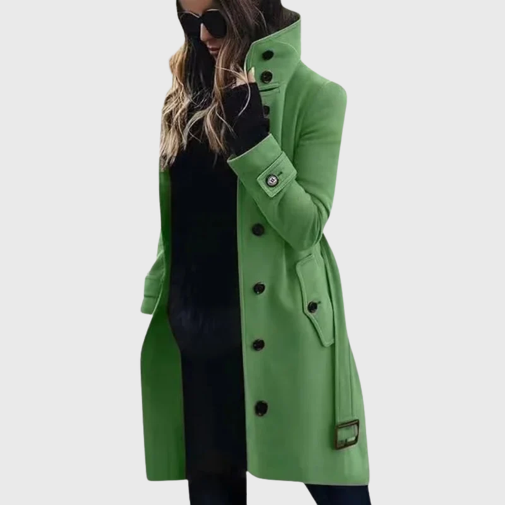 Women’s Coat | Button Front High Stand Collar