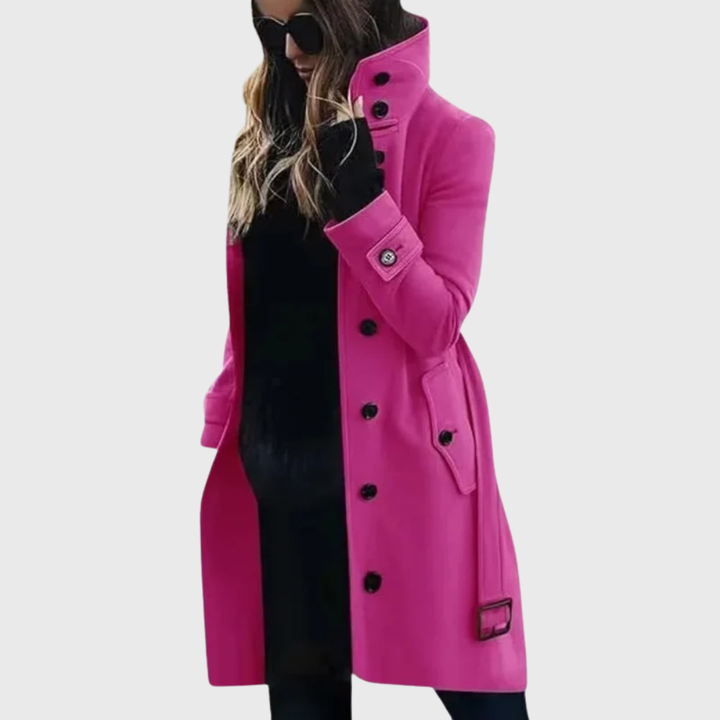Women’s Coat | Button Front High Stand Collar