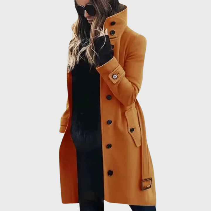 Women’s Coat | Button Front High Stand Collar