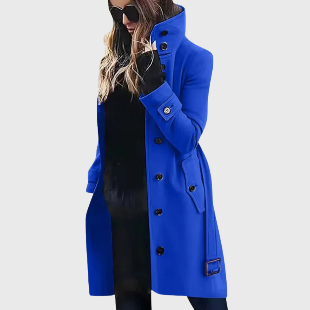 Women’s Coat | Button Front High Stand Collar