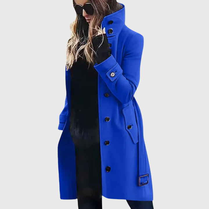 Women’s Coat | Button Front High Stand Collar