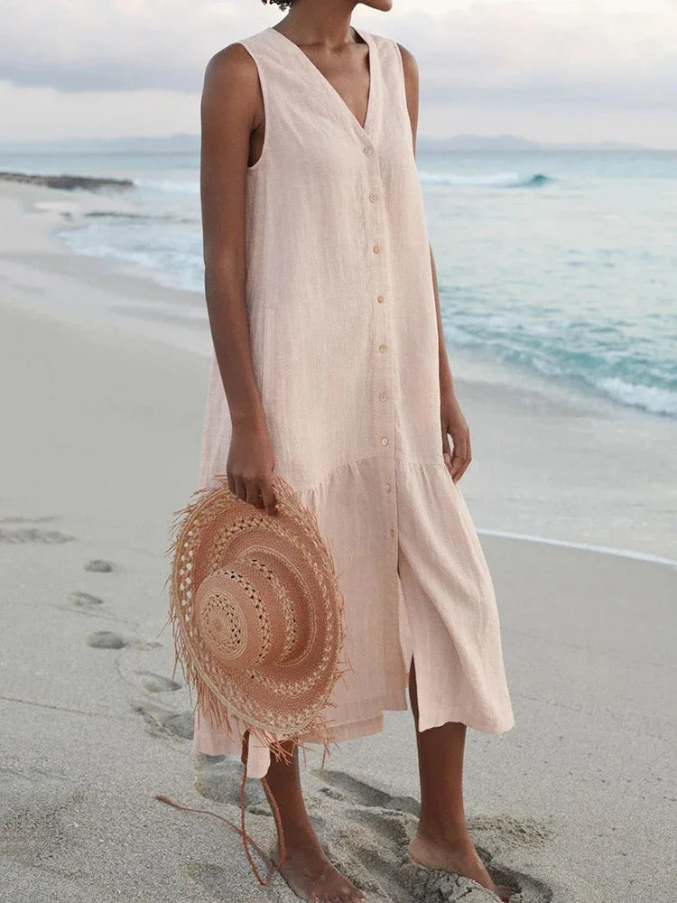 Noor | Patchwork V-Neck Midi Dress