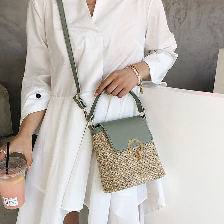 Marisol | Straw and Vegan Leather Beach Bag