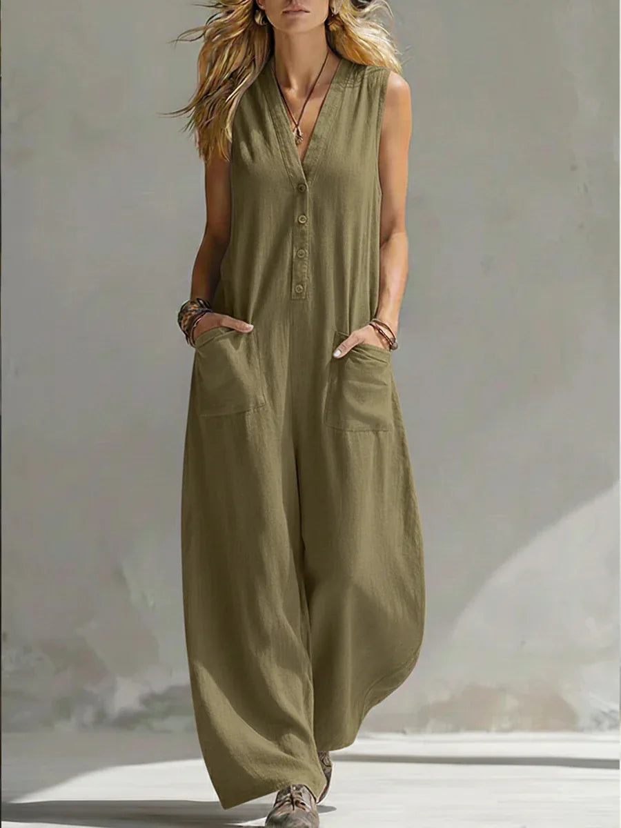 Sienna™ | Sleeveless Linen Jumpsuit