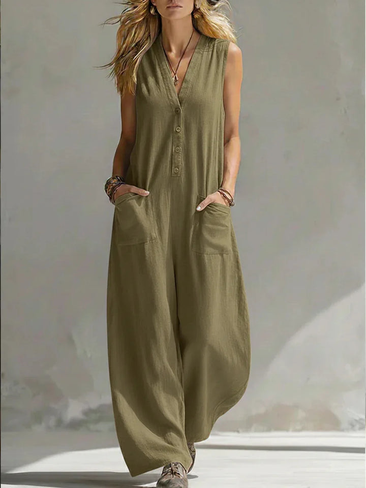 Sienna™ | Sleeveless Linen Jumpsuit