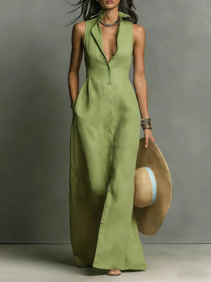 Valeria | Lapel Shirt Maxi Dress