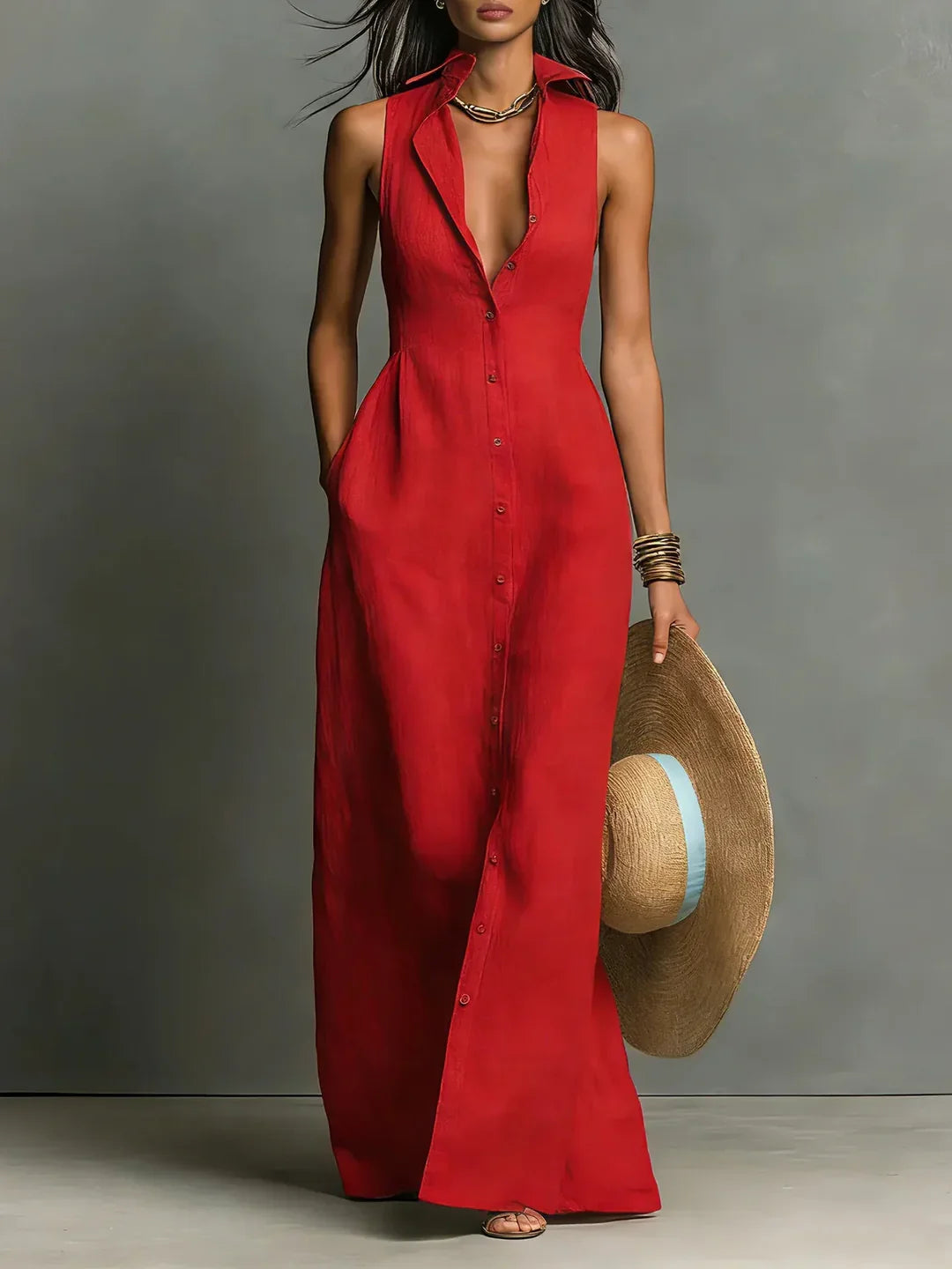 Valeria | Lapel Shirt Maxi Dress
