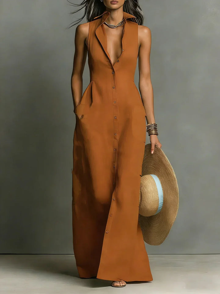 Valeria | Lapel Shirt Maxi Dress