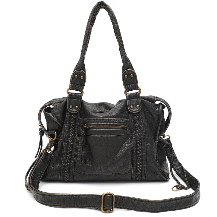 Vintage Vegan Shoulder Bag – Elegant Women's Crossbody Bag made of Eco-Leather