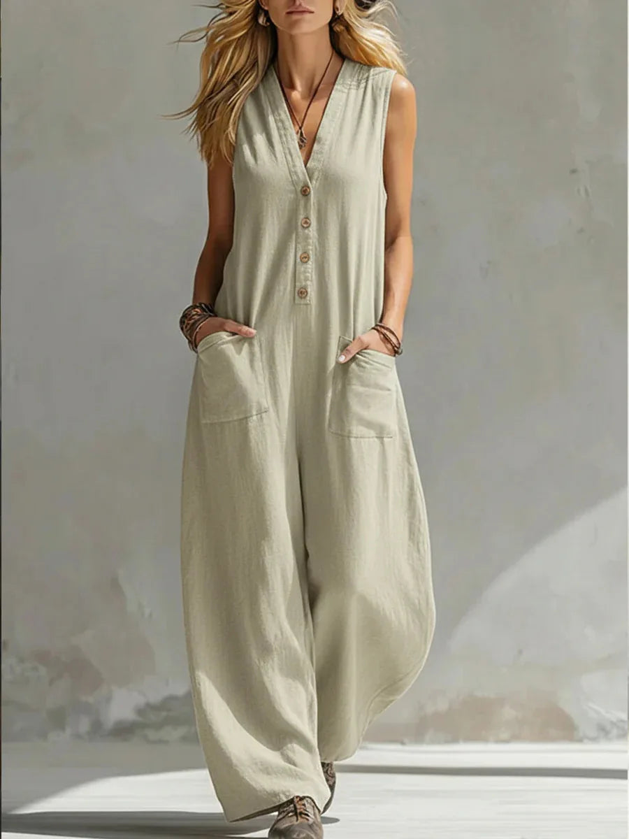 Sienna™ | Sleeveless Linen Jumpsuit