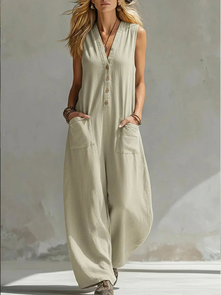Sienna™ | Sleeveless Linen Jumpsuit