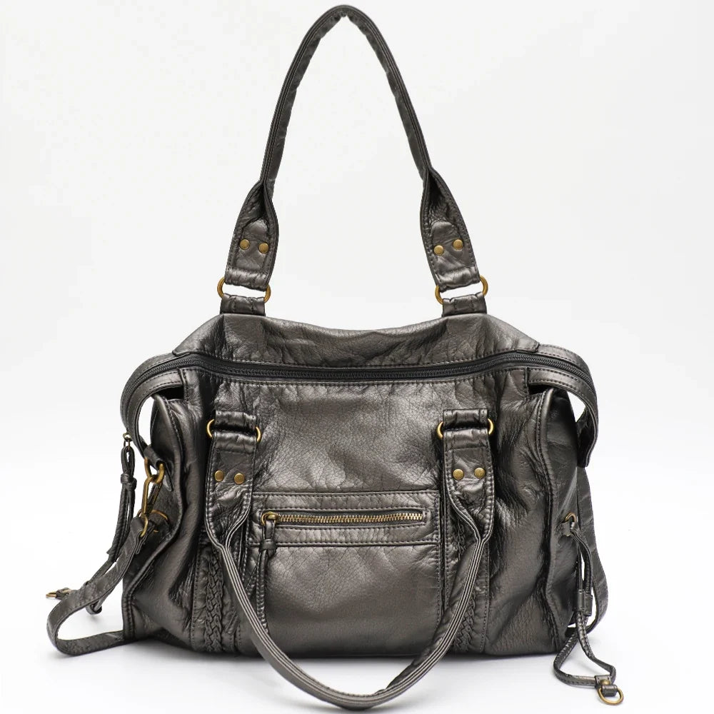 Vintage Vegan Shoulder Bag – Elegant Women's Crossbody Bag made of Eco-Leather