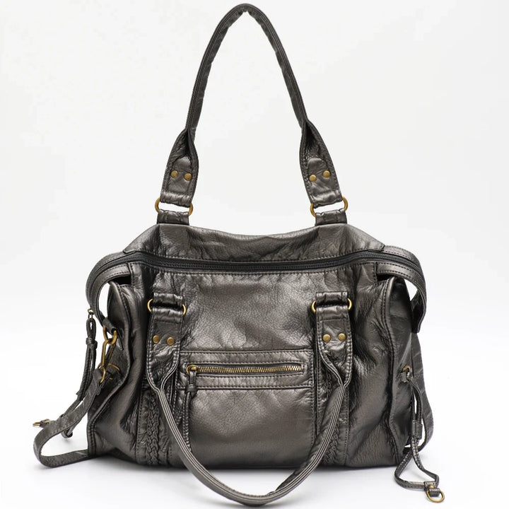 Vintage Vegan Shoulder Bag – Elegant Women's Crossbody Bag made of Eco-Leather