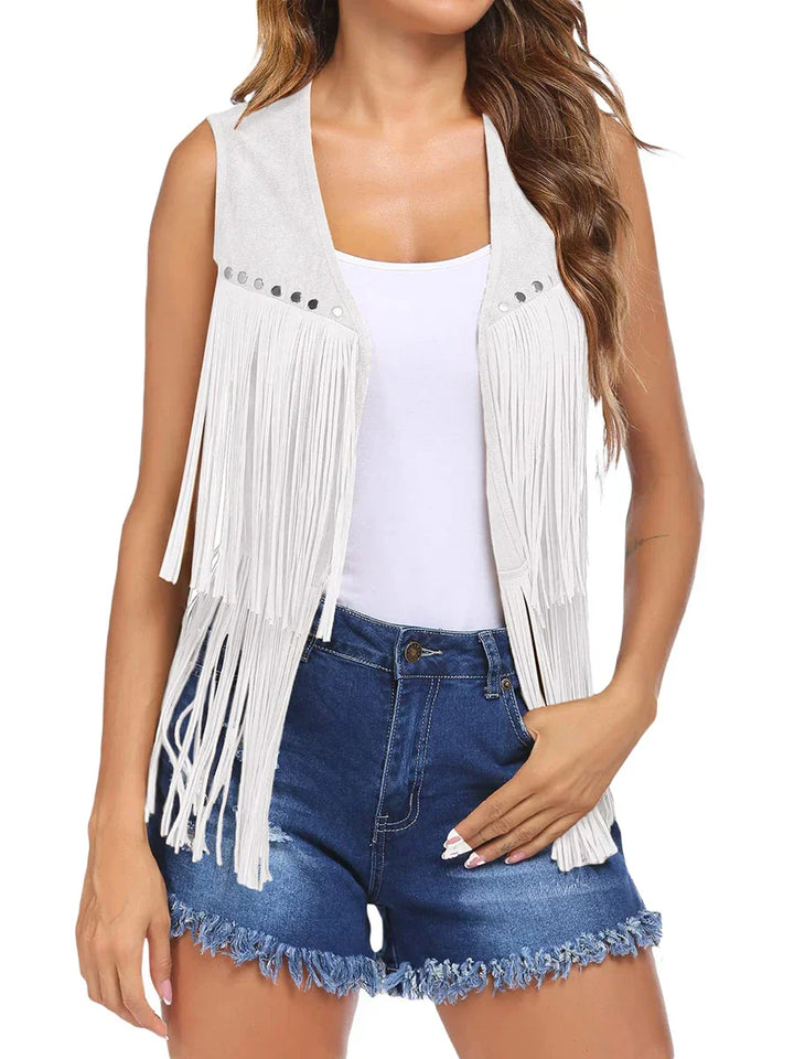 Women's Vest | Sleeveless Fringe Open Front
