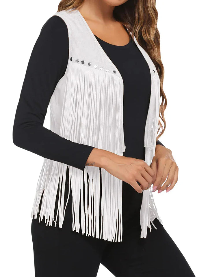 Women's Vest | Sleeveless Fringe Open Front