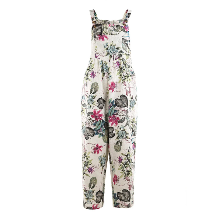 Ivy | Leaf-Print Linen Jumpsuit