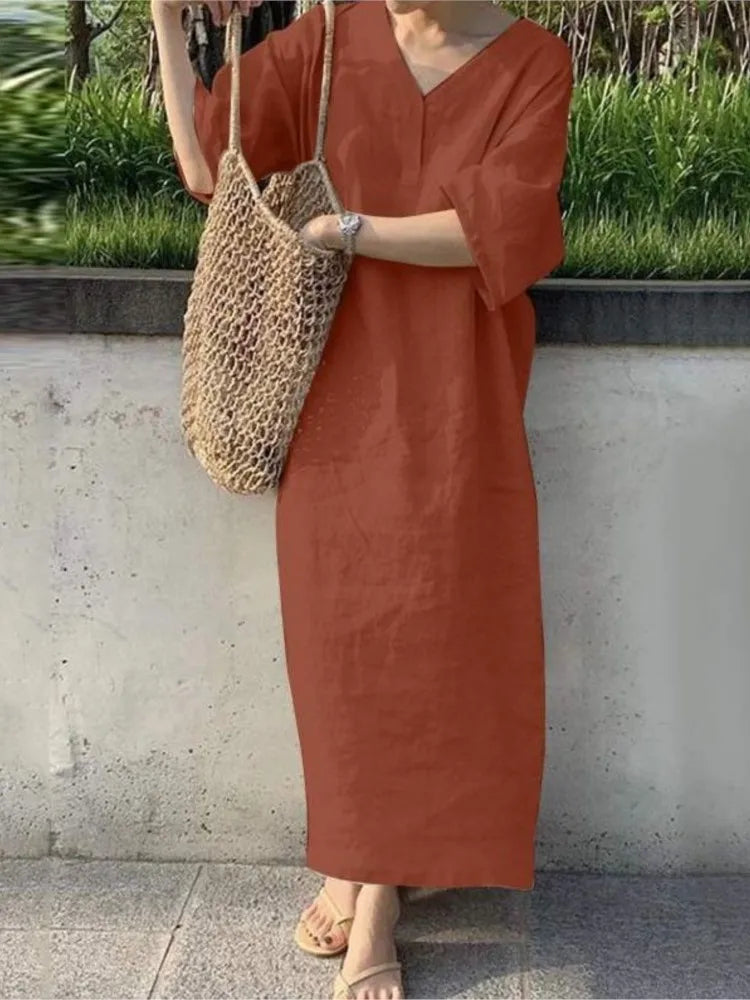 Vera | V-Neck Linen Sundress