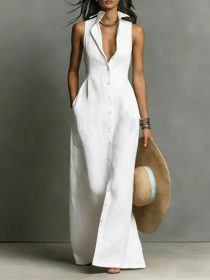 Valeria | Lapel Shirt Maxi Dress