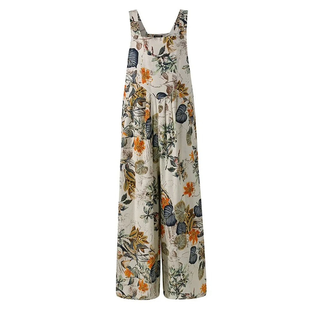 Ivy | Leaf-Print Linen Jumpsuit