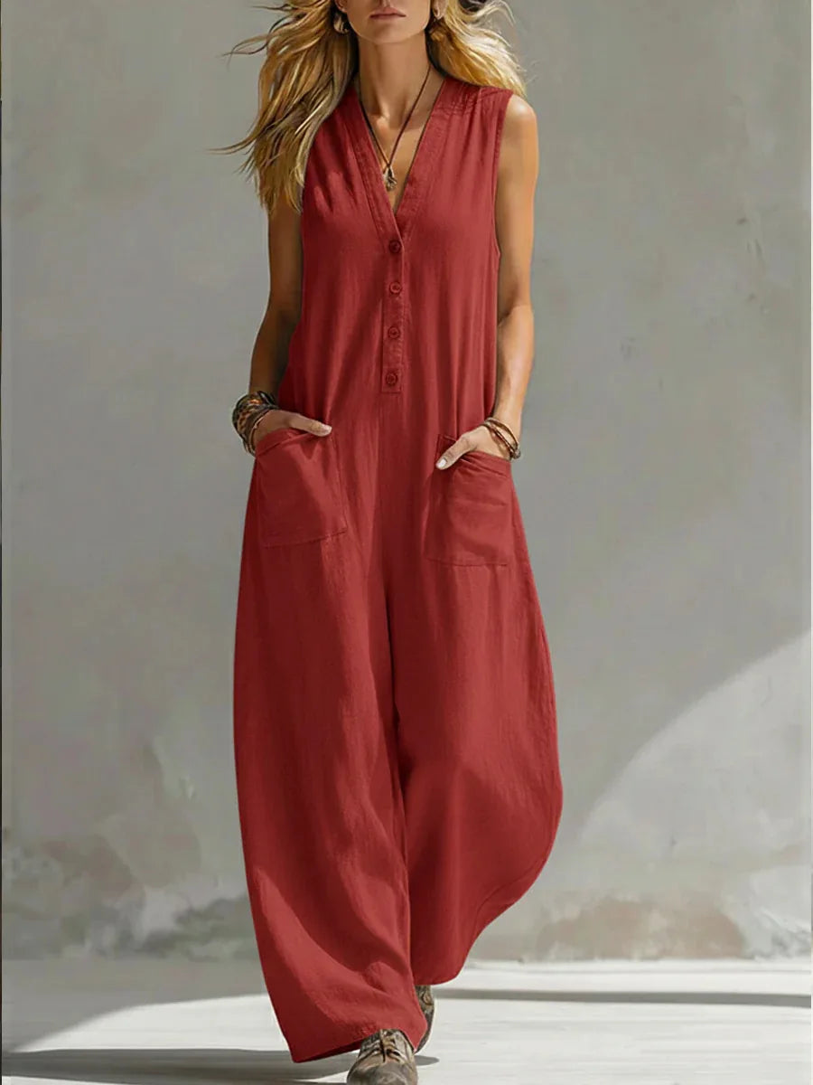 Sienna™ | Sleeveless Linen Jumpsuit