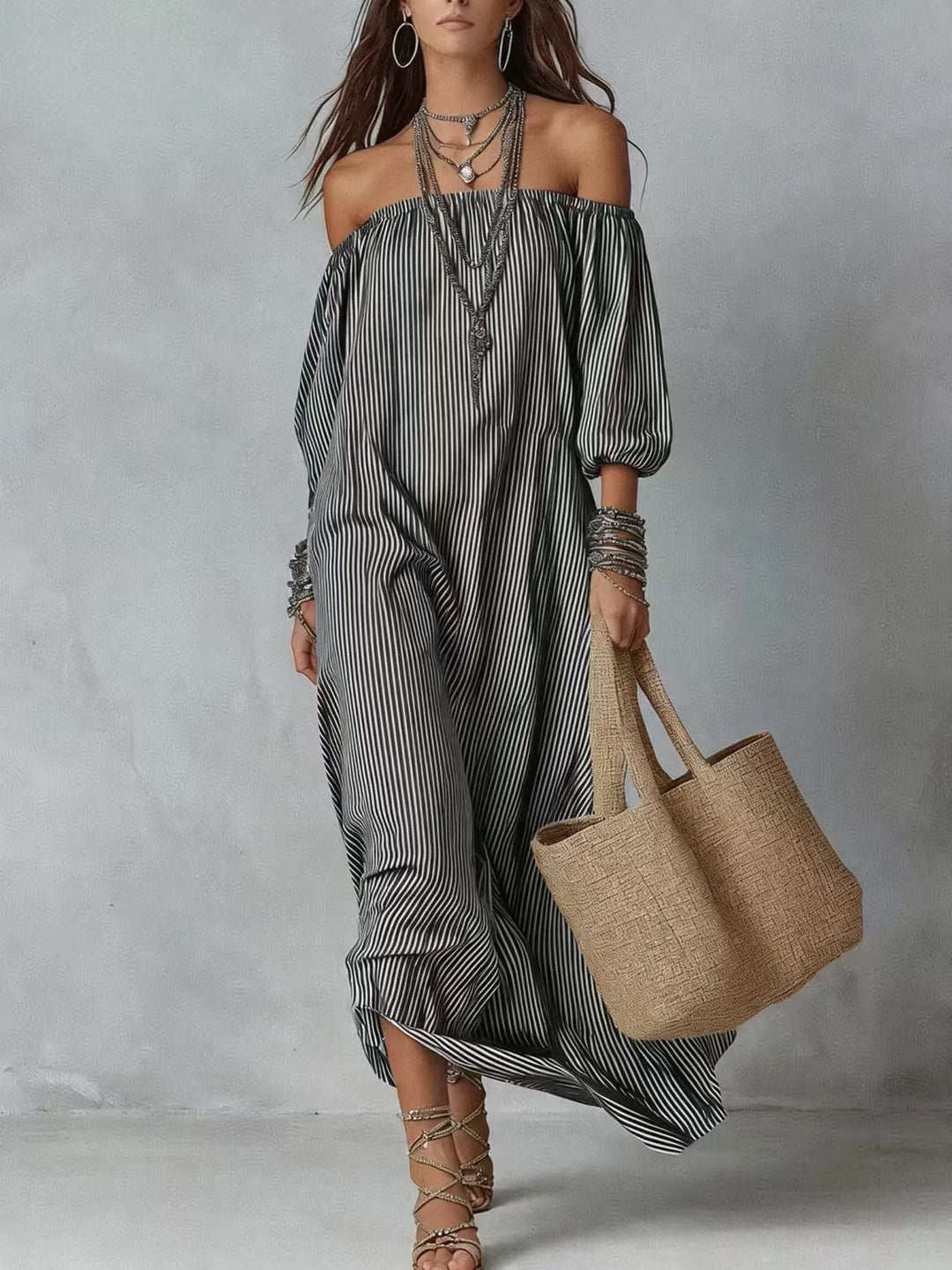 Willow™ Striped Off-Shoulder Maxi Dress