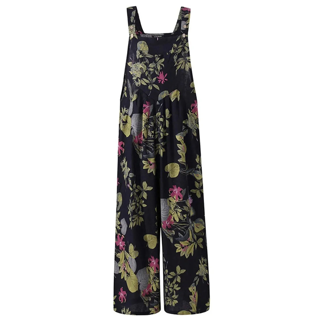 Ivy | Leaf-Print Linen Jumpsuit