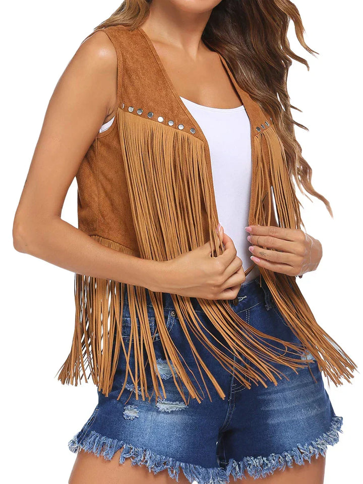 Women's Vest | Sleeveless Fringe Open Front