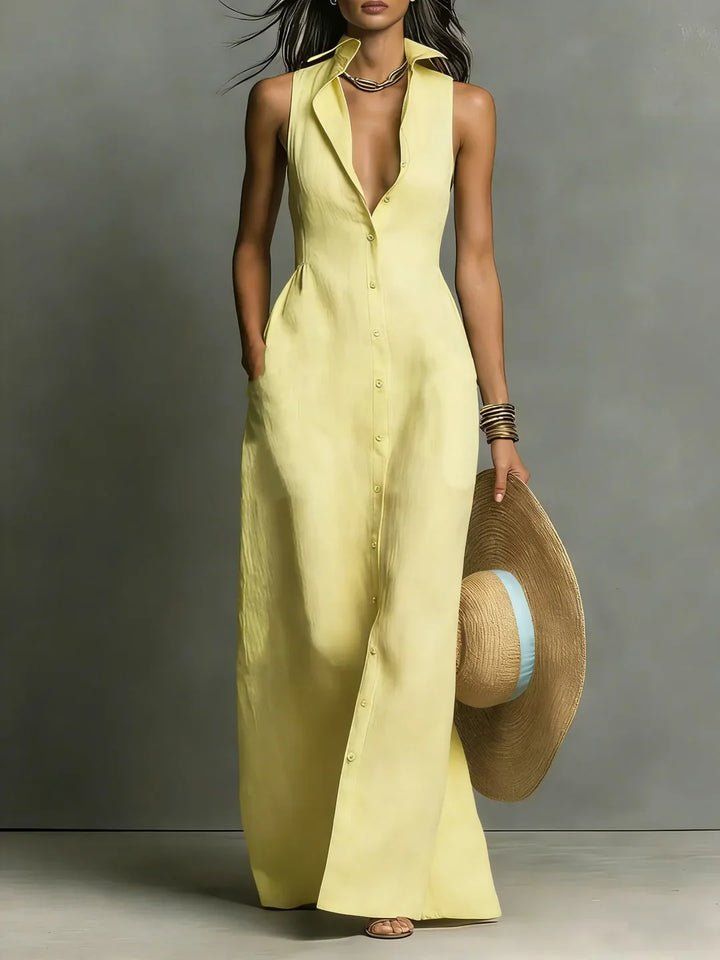 Valeria | Lapel Shirt Maxi Dress