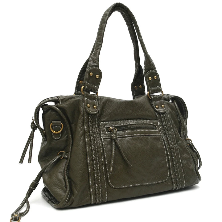 Vintage Vegan Shoulder Bag – Elegant Women's Crossbody Bag made of Eco-Leather
