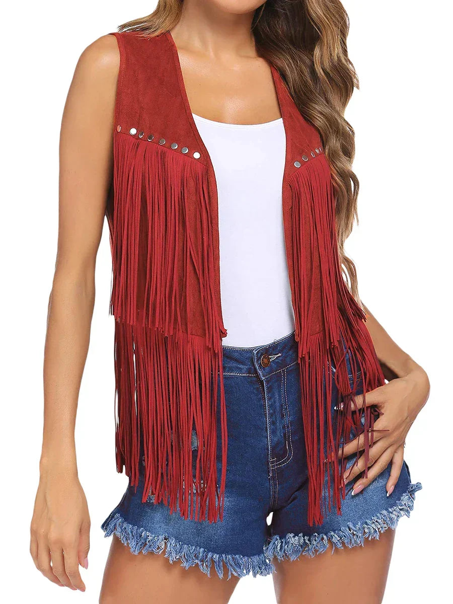 Women's Vest | Sleeveless Fringe Open Front