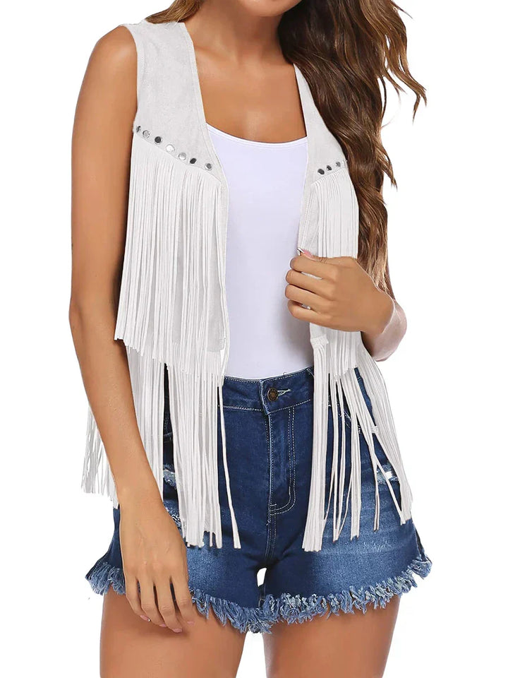 Women's Vest | Sleeveless Fringe Open Front