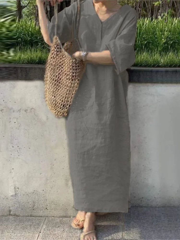 Vera | V-Neck Linen Sundress