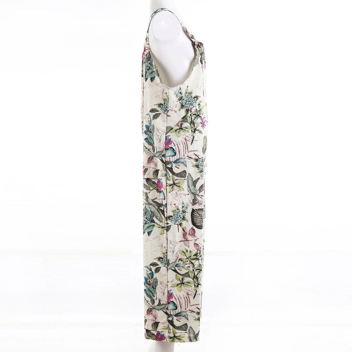 Ivy | Leaf-Print Linen Jumpsuit