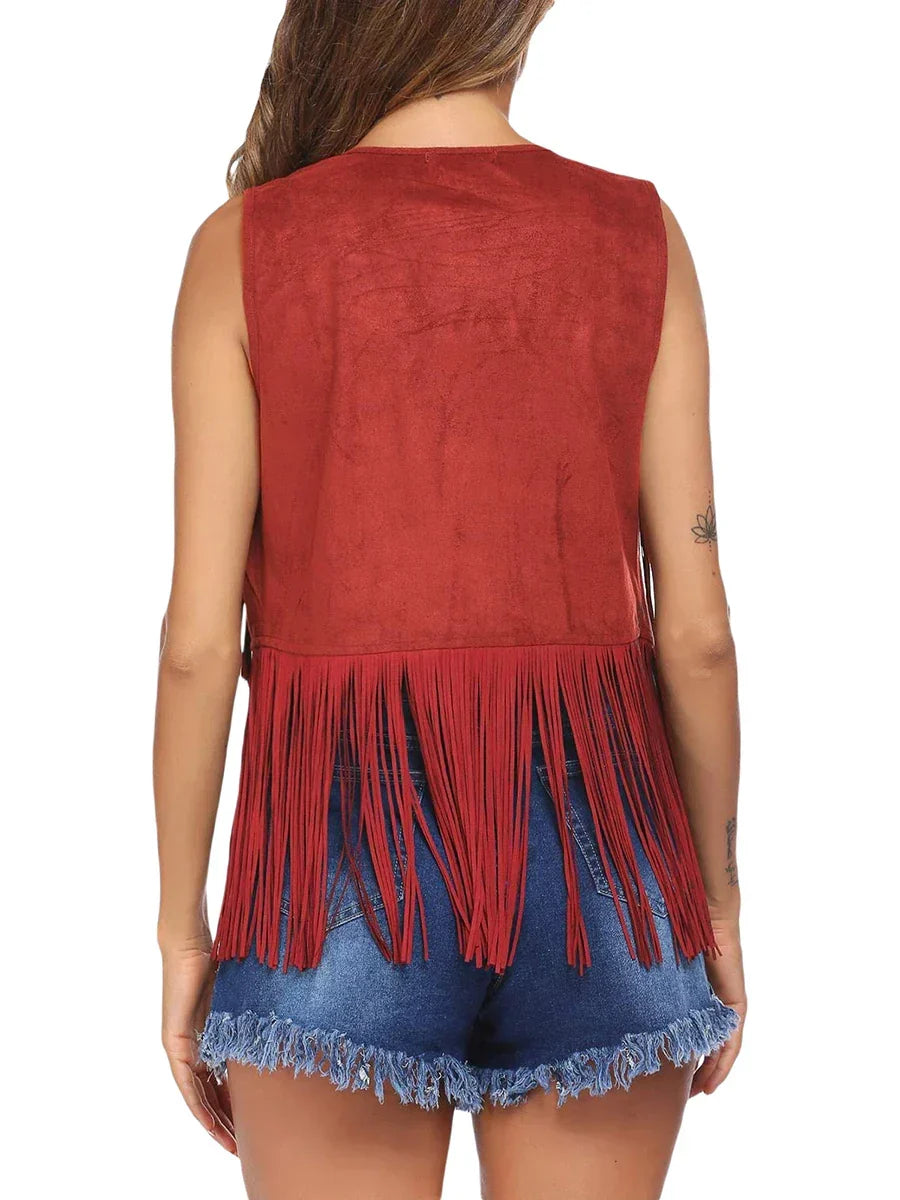 Women's Vest | Sleeveless Fringe Open Front