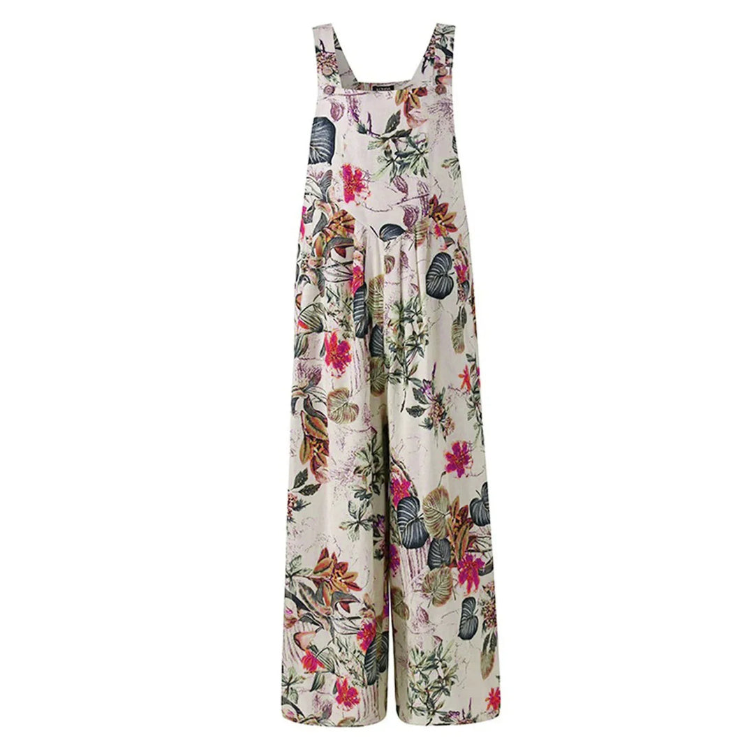 Ivy | Leaf-Print Linen Jumpsuit