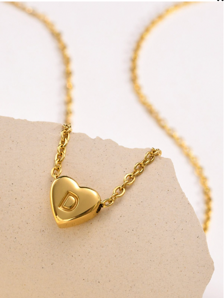 Mini Heart Initial Necklace