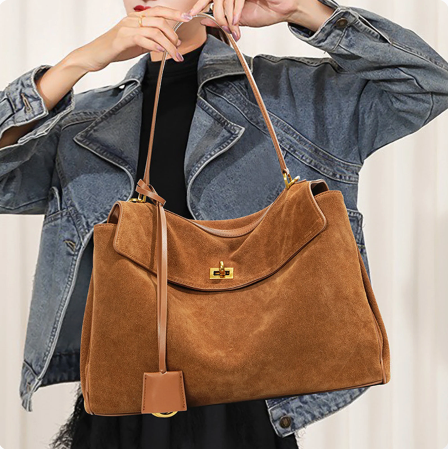 Luxurious vegan leather tote bag