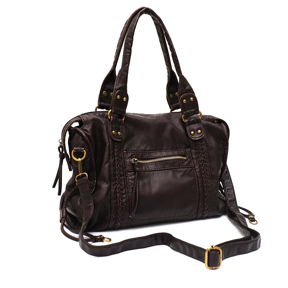 Vintage Vegan Shoulder Bag – Elegant Women's Crossbody Bag made of Eco-Leather