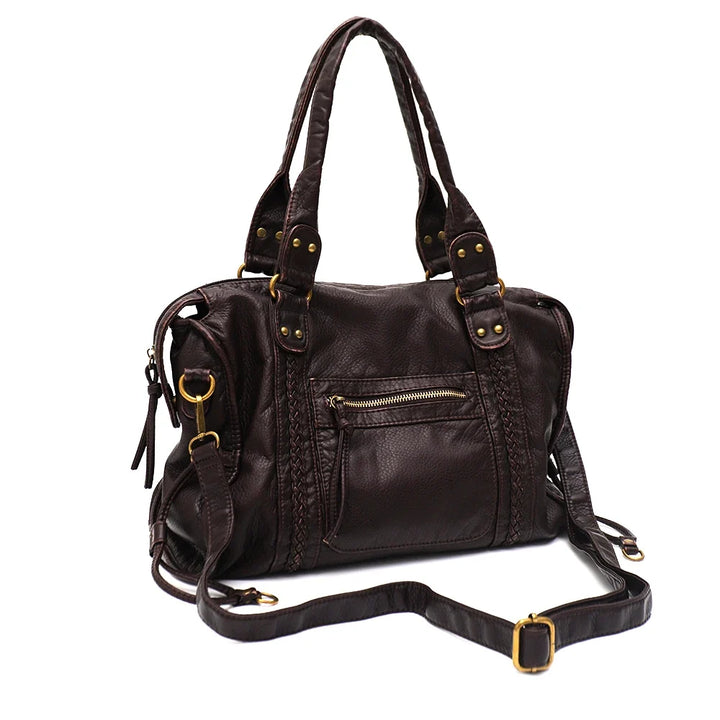 Vintage Vegan Shoulder Bag – Elegant Women's Crossbody Bag made of Eco-Leather