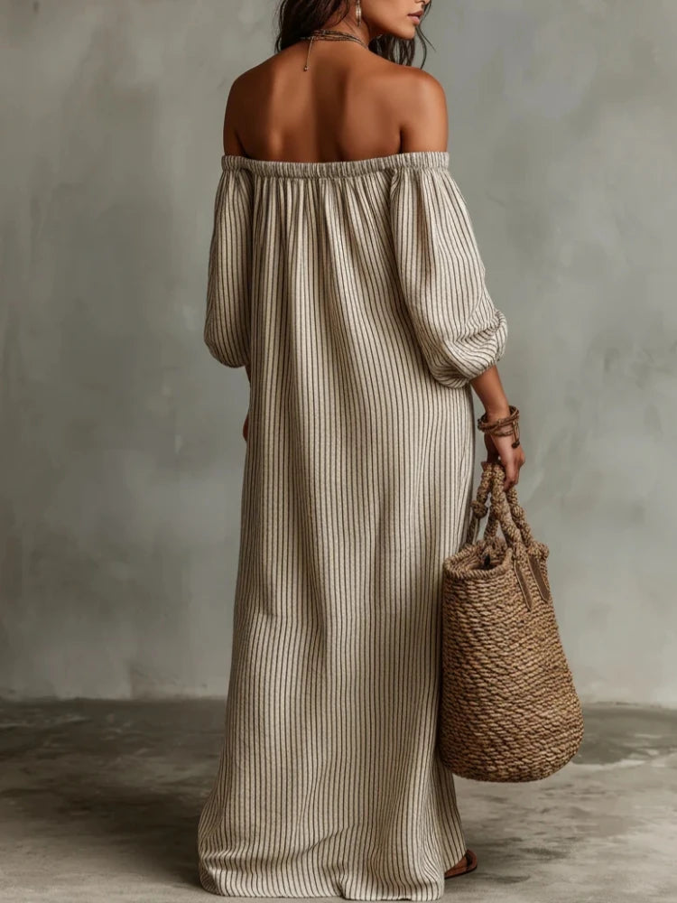 Bella™ Striped Off-Shoulder Maxi Dress