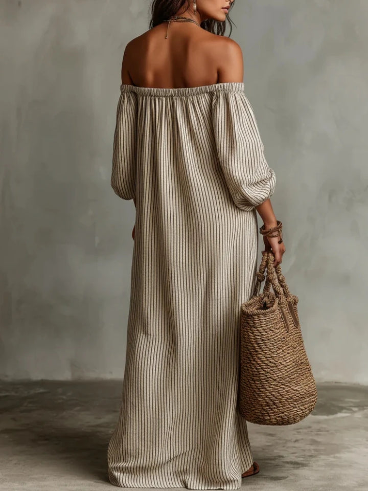 Bella™ Striped Off-Shoulder Maxi Dress