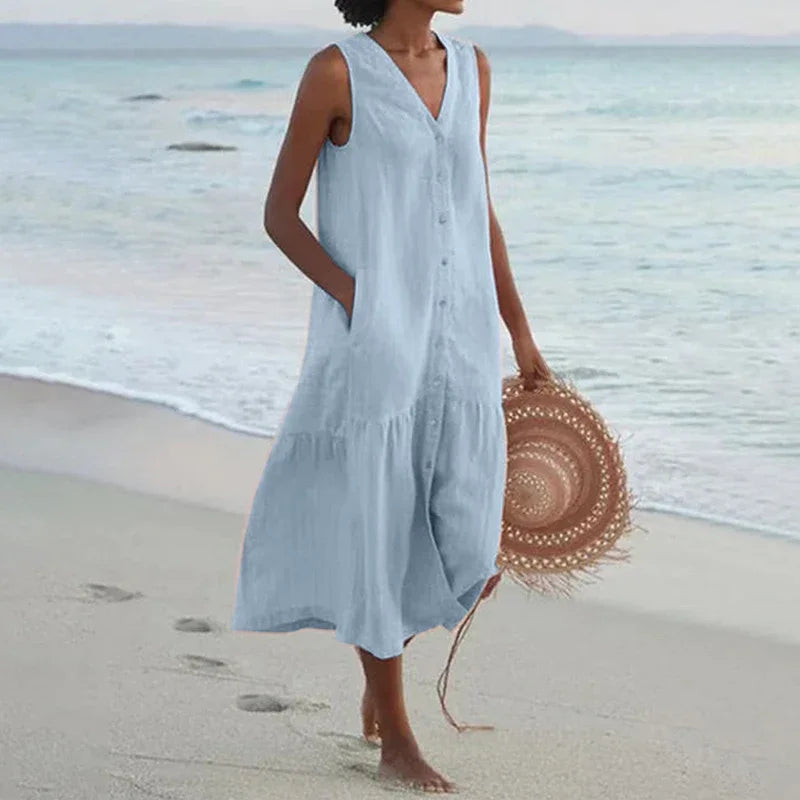 Noor | Patchwork V-Neck Midi Dress